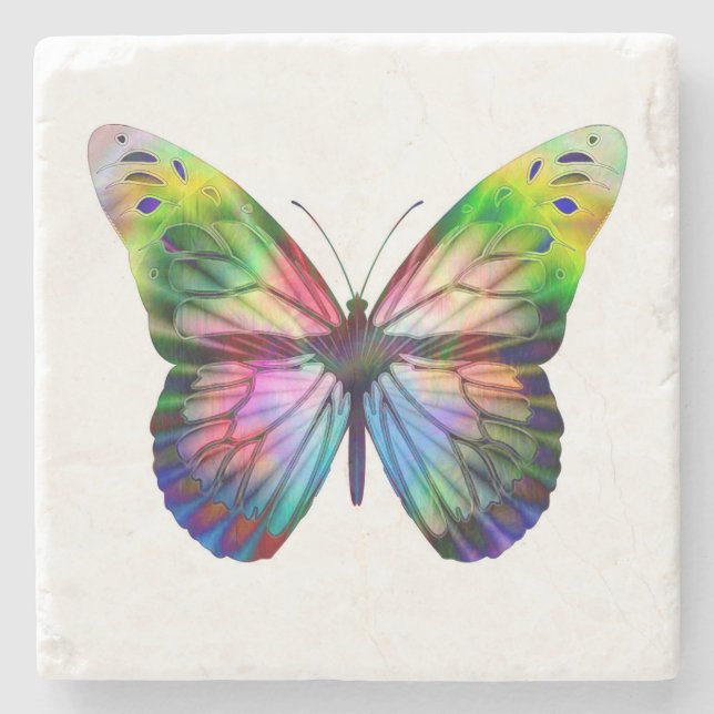 Colorful butterfly stone coaster (Front)