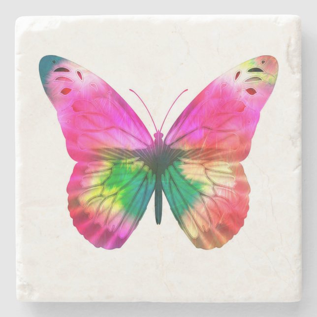 Colorful butterfly stone coaster (Front)