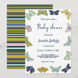 Colorful Butterfly Summer Baby Shower Invitation