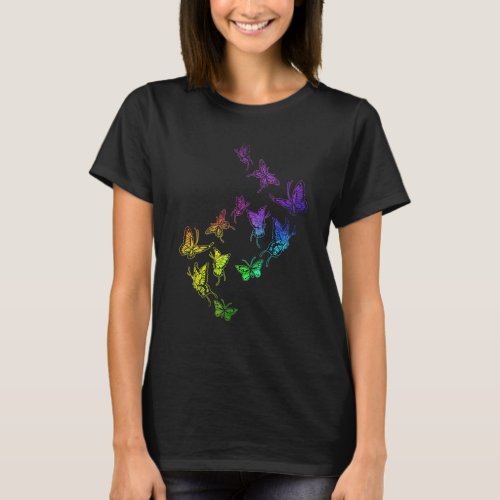 Colorful Butterfly Swarm Beautiful Flying Group Id T-Shirt