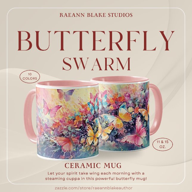 Colorful Butterfly Swarm Design Ceramic Mug (Creator Uploaded)