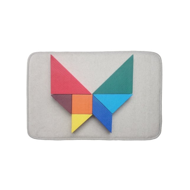 Colorful butterfly Tangram Bathroom Mat (Front)