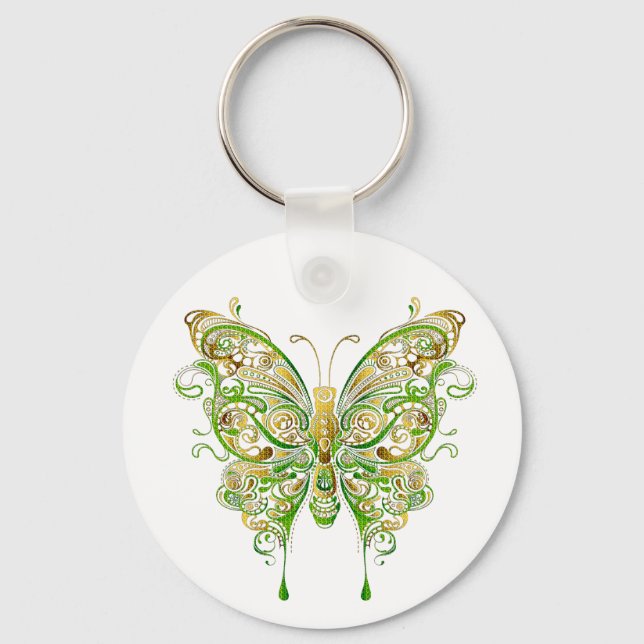 Colorful Butterfly Tattoo Style Keychain (Front)