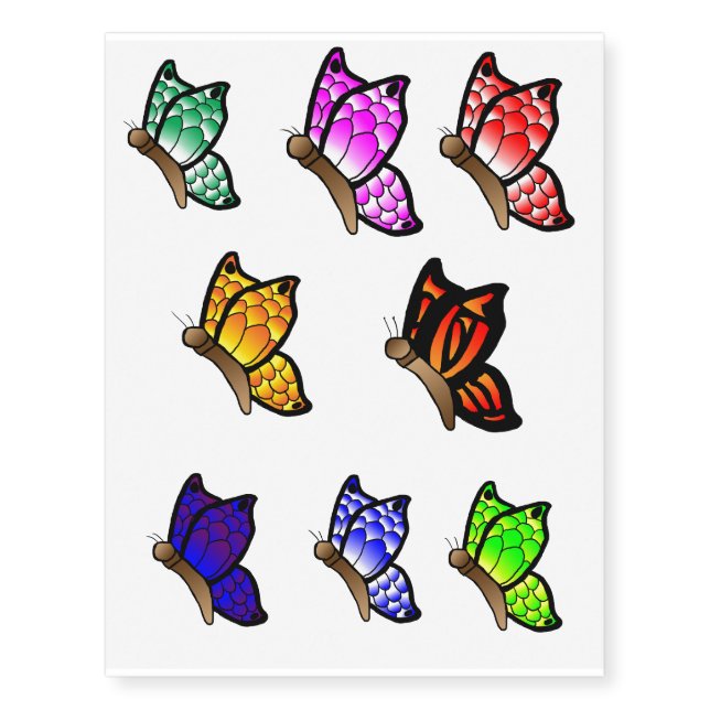 Colorful butterfly temporary tattoos (Front)