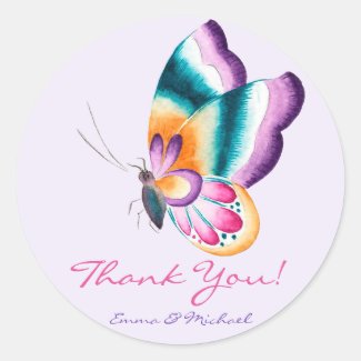 Colorful Butterfly | Thank You Wedding Stickers