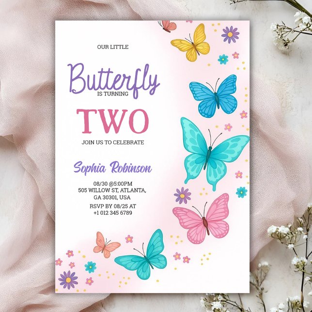 Colorful butterfly-themed birthday invitation (Creator Uploaded)