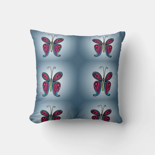 Colorful butterfly throw pillow (Front)