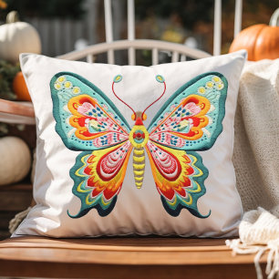 Colorful Butterfly Throw Pillow