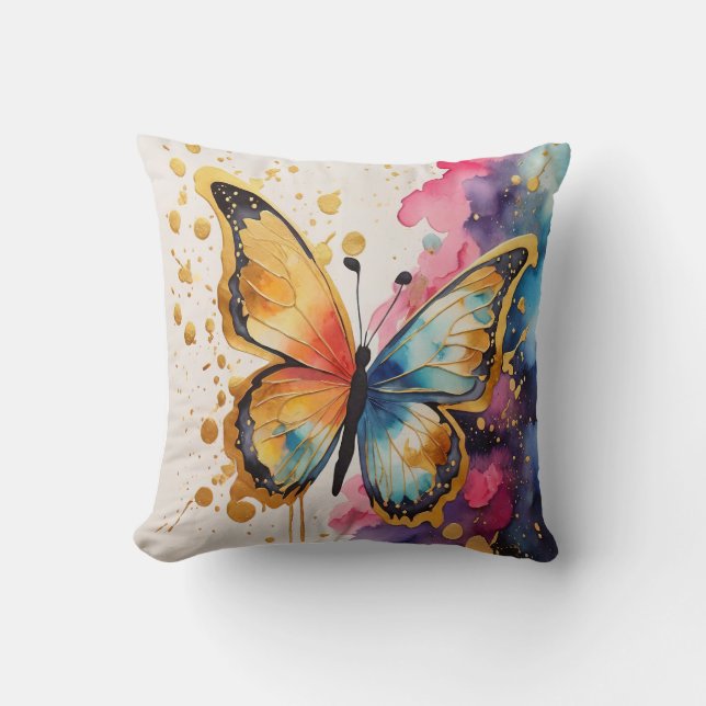 Colorful Butterfly Throw Pillow (Front)