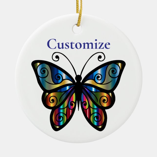 Colorful Butterfly Thunder_Cove Ceramic Ornament (Front)