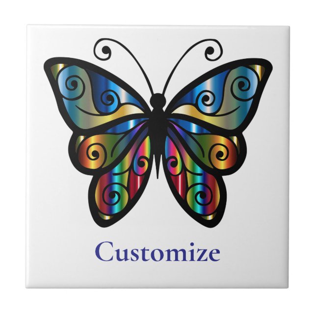 Colorful Butterfly Thunder_Cove Ceramic Tile (Front)