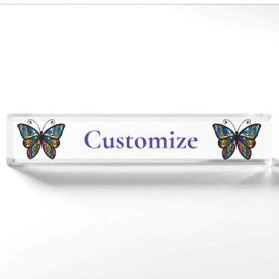 Colorful Butterfly Thunder_Cove Desk Name Plate