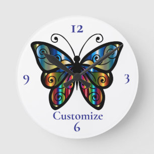 Colorful Butterfly Thunder_Cove Round Clock