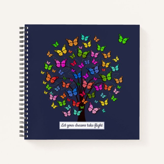 Colorful Butterfly Tree Dreams Notebook (Front)