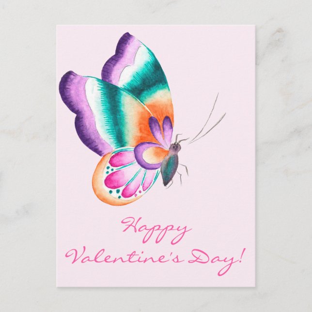 Colorful Butterfly | Valentine's Day Postcard (Front)