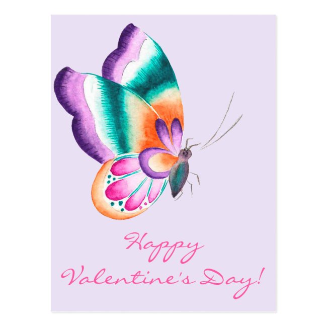 Colorful Butterfly | Valentine's Day Postcard