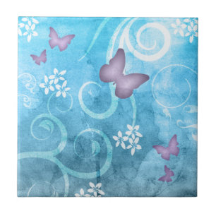 Colorful Butterfly Watercolor Painting Tile