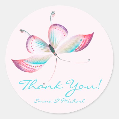 Colorful Butterfly  Wedding Thank You Stickers