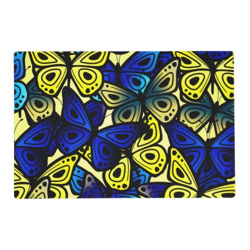 Colorful Butterfly Wings Yellow Blue Pattern Placemat