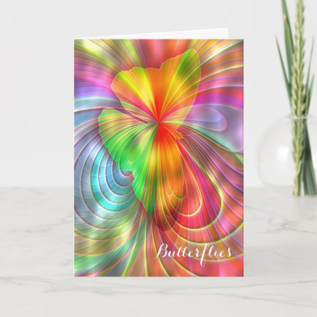 Colorful Butterfly with a Cute Poem Card (Front)