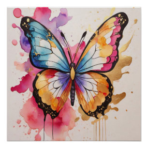 Colorful Butterfly with Artistic Splash Poster