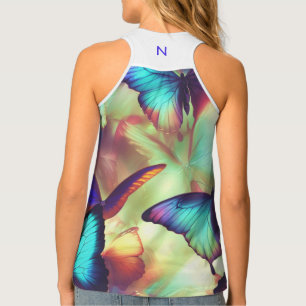 Colorful Butterfly Womens Monogram Tank Top