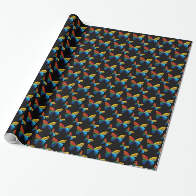 Colorful Butterfly Wrapping Paper (Unrolled)