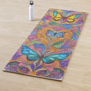 Colorful Butterfly Yoga Mat - Beautiful Mosaic