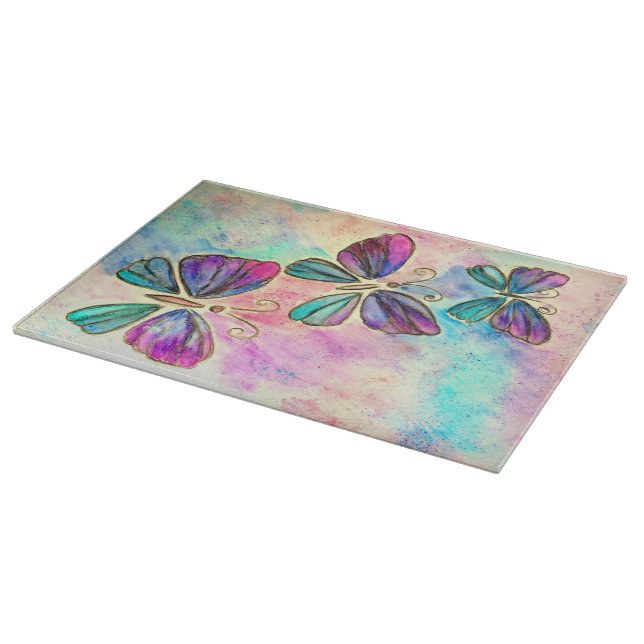 Colorful Butterfy Cutting Board Spring (Corner)