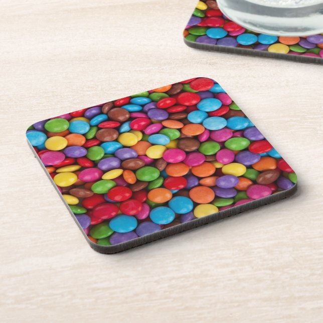Colorful Button Candy Beverage Coaster (Left Side)