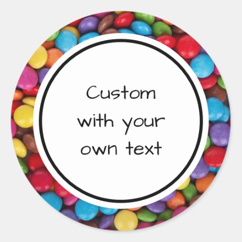 Colorful Button Candy Custom Text Classic Round Sticker