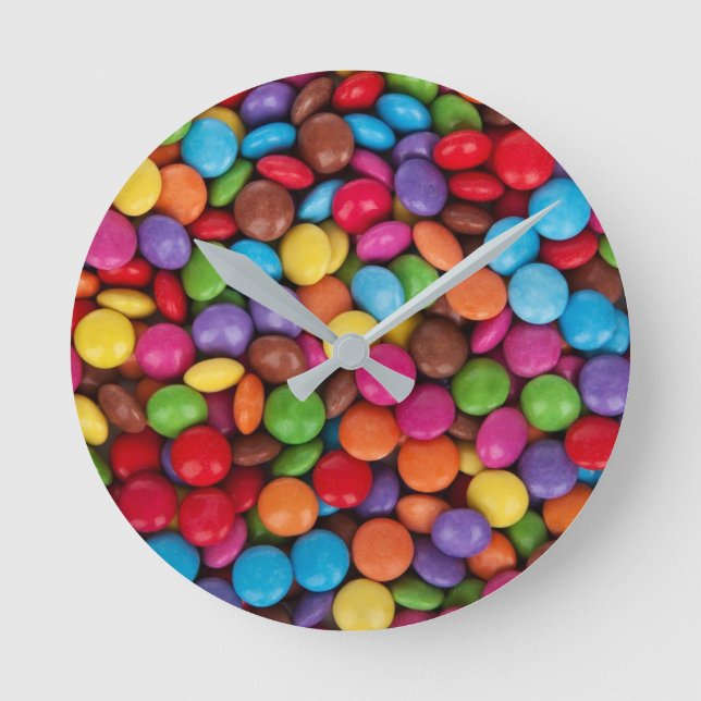 Colorful Button Candy Quirky Round Clock (Front)