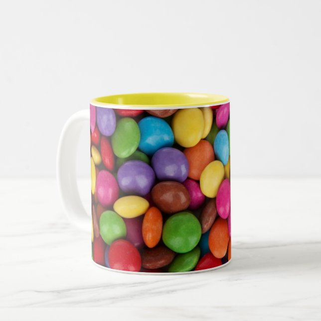 Colorful Button Candy Two-Tone Coffee Mug (Front Left)