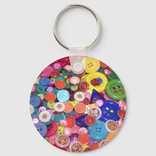 Colorful Button Collage Keychain (Front)
