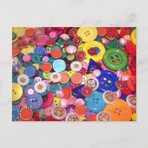 Colorful Button Collage Postcard