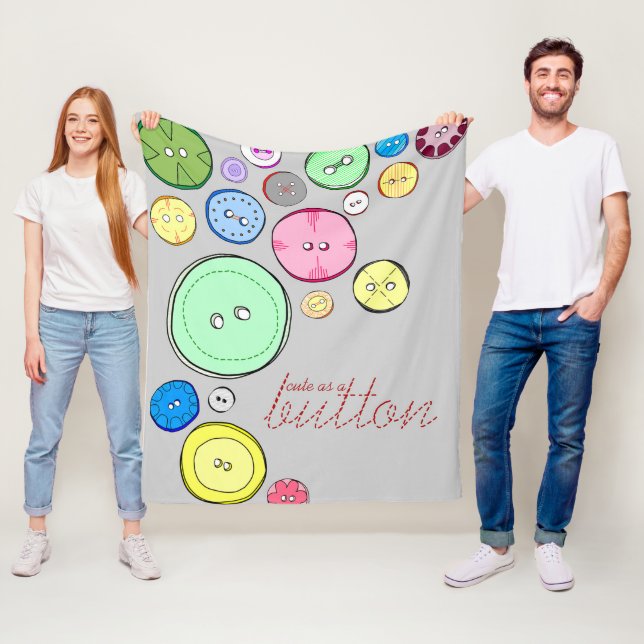 Colorful Button Illustration Fleece Blanket (In Situ)