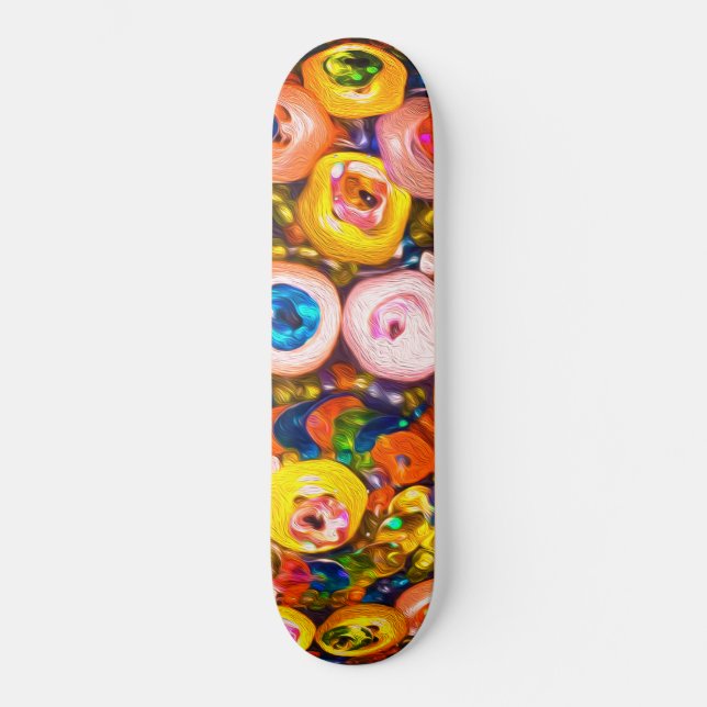 Colorful Button Jewels Skateboard (Front)