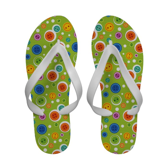 Colorful Buttons Flip Flops