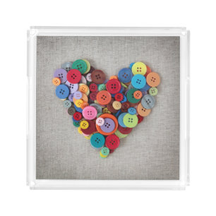 Colorful Buttons Heart Acrylic Tray
