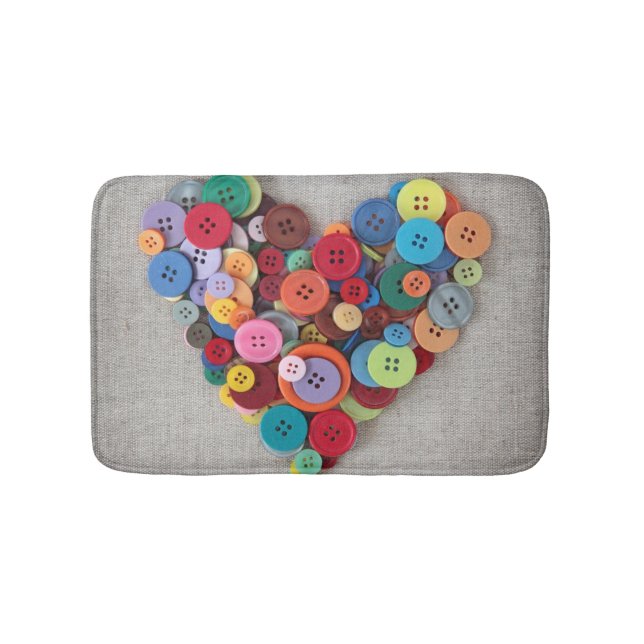Colorful Buttons Heart Bathroom Mat (Front)