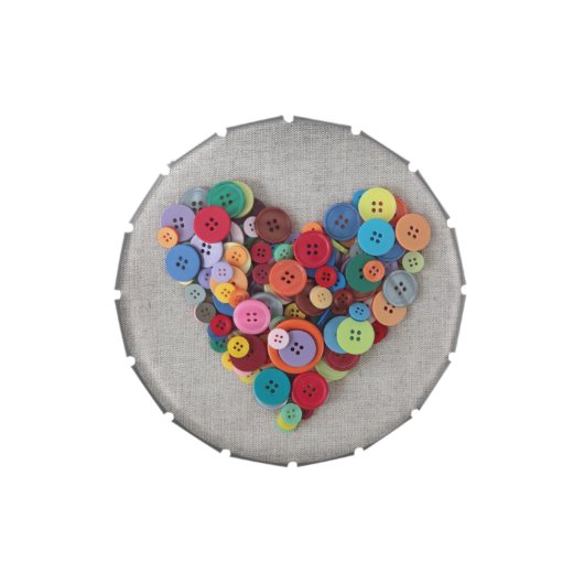 Colorful Buttons Heart Candy Tin (Top)