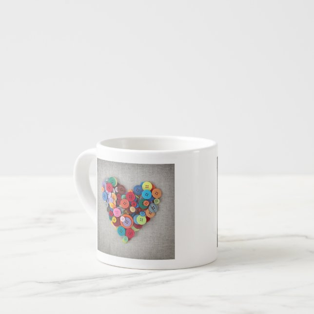 Colorful Buttons Heart Espresso Cup (Front Left)