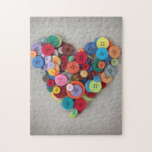Colorful Buttons Heart Jigsaw Puzzle