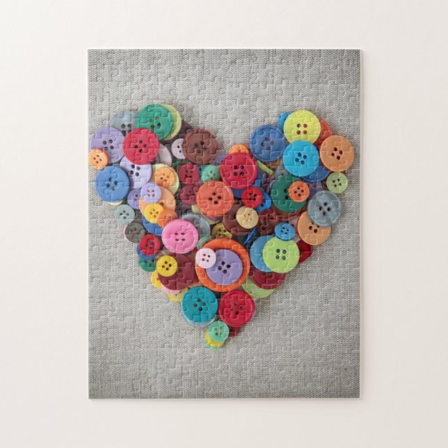 Colorful Buttons Heart Jigsaw Puzzle (Vertical)