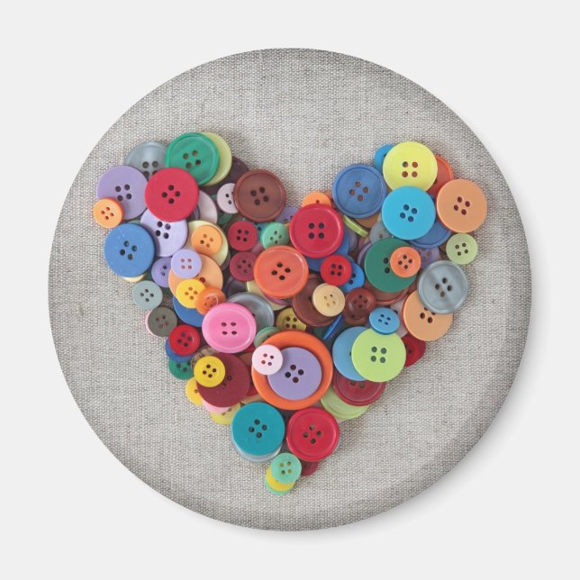 Colorful Buttons Heart Magnet (Front)