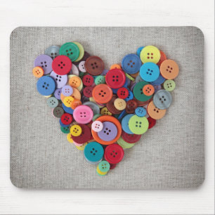 Colorful Buttons Heart Mouse Pad