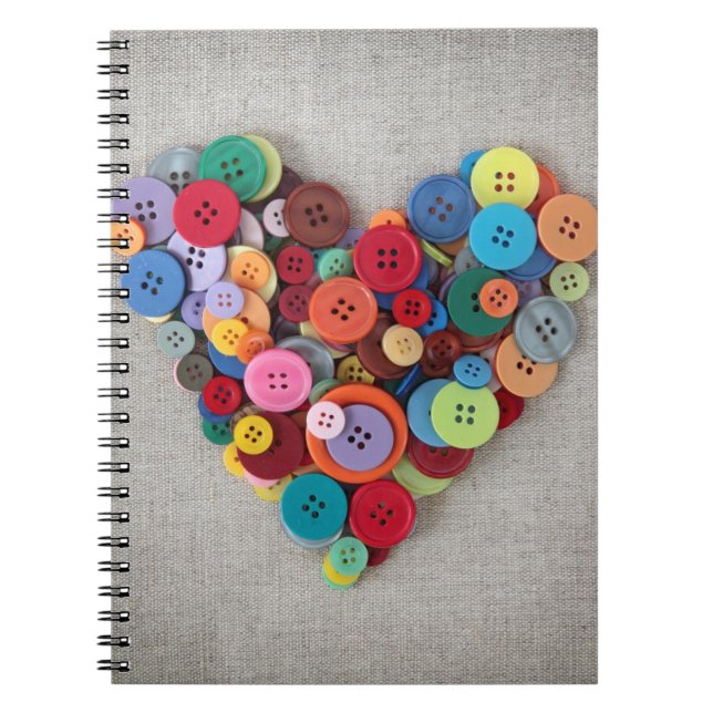 Colorful Buttons Heart Notebook (Front)