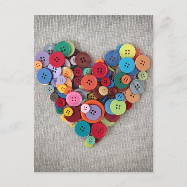 Colorful Buttons Heart Postcard (Front)