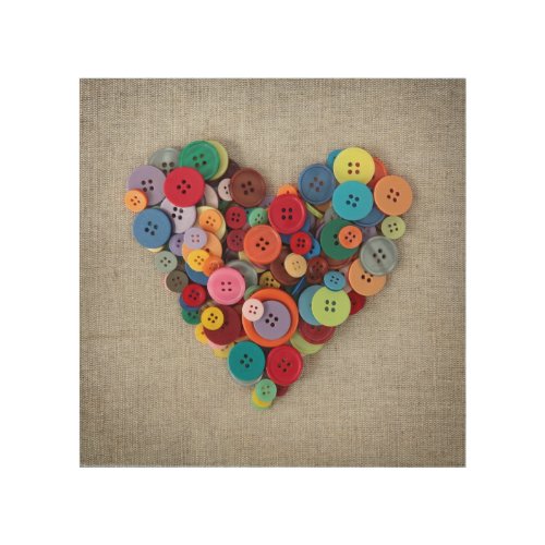 Colorful Buttons Heart Wood Wall Decor