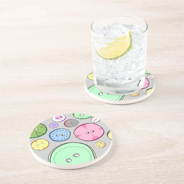 Colorful Buttons Illustration Coaster (Side)